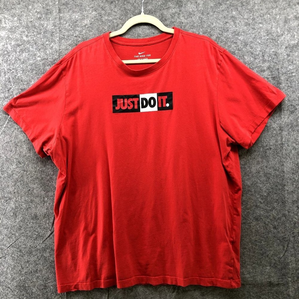 Nike Just Do It Mens XXL Red Graphic T Shirt Tee Crewneck Short Sleeve Cotton